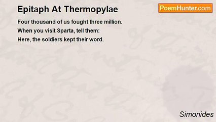 Simonides - Epitaph At Thermopylae