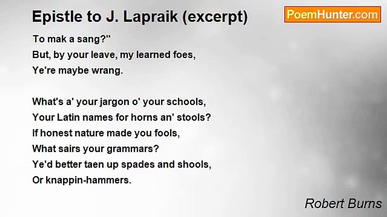 Robert Burns - Epistle to J. Lapraik (excerpt)