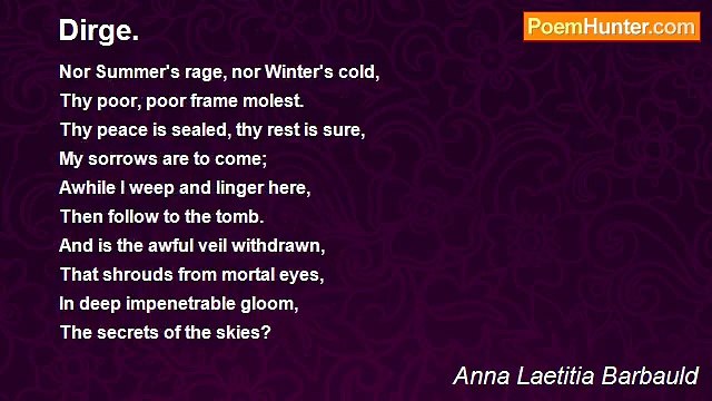 Anna Laetitia Barbauld - Dirge.