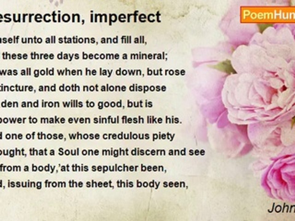 John Donne - Resurrection, imperfect