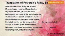 Sir Thomas Wyatt - Translation of Petrarch's Rima, Sonnet 134