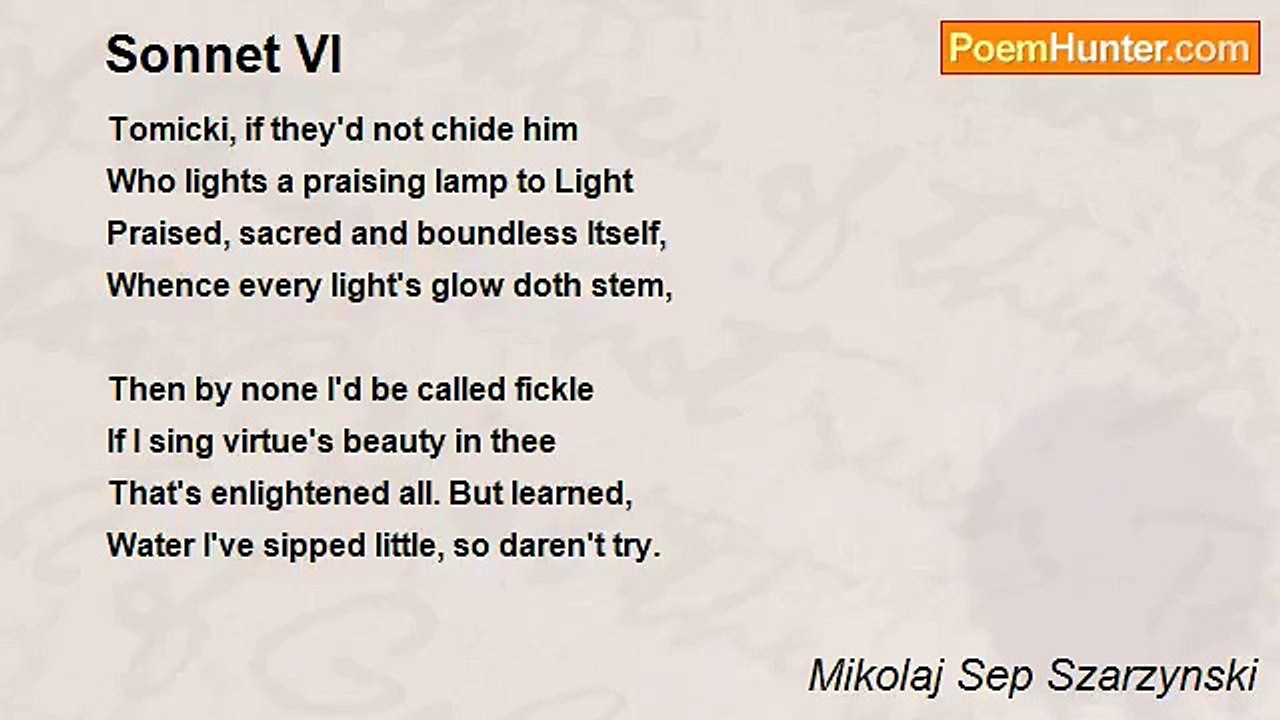 Mikolaj Sep Szarzynski - Sonnet VI