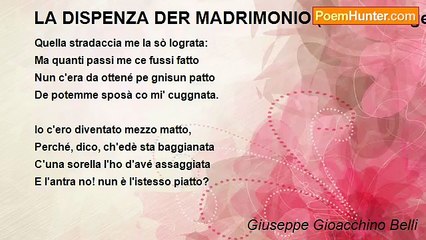 Giuseppe Gioacchino Belli - LA DISPENZA DER MADRIMONIO (The marriage Licence)