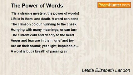Letitia Elizabeth Landon - The Power of Words