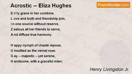 Henry Livingston Jr. - Acrostic -- Eliza Hughes