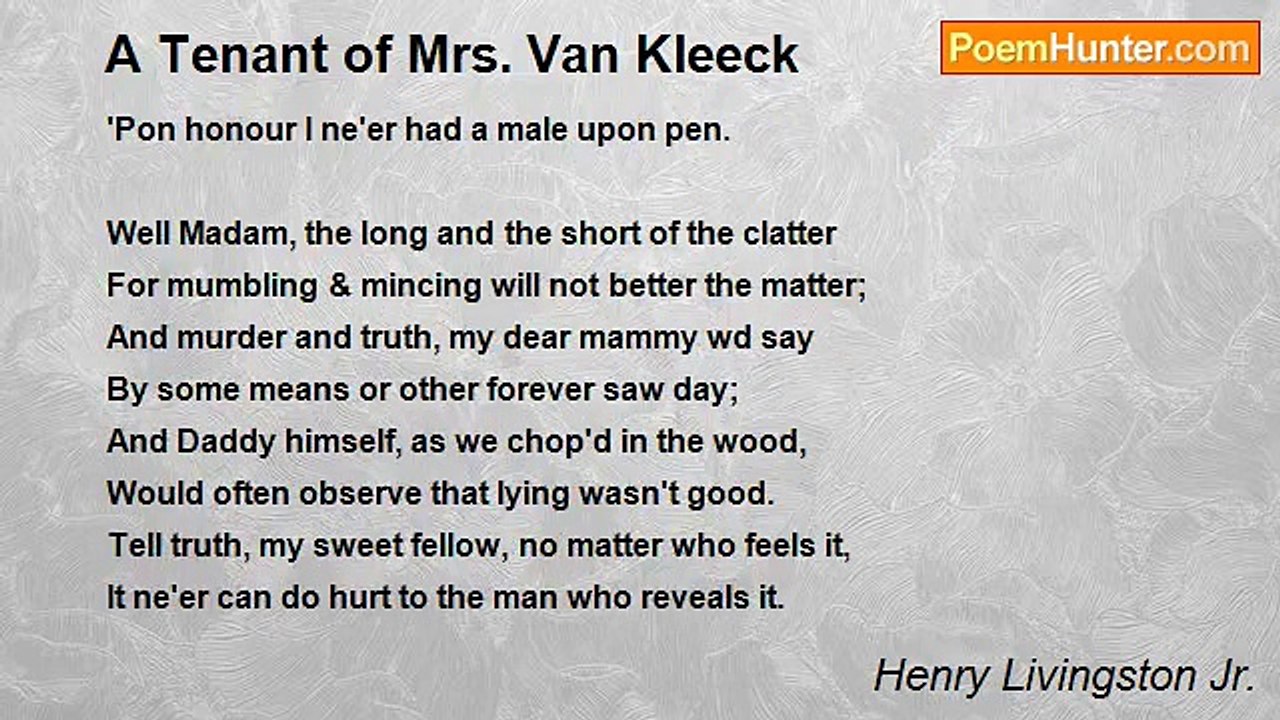 Henry Livingston Jr. - A Tenant of Mrs. Van Kleeck