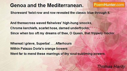 Thomas Hardy - Genoa and the Mediterranean.