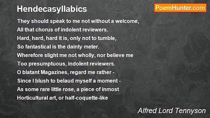 Alfred Lord Tennyson - Hendecasyllabics