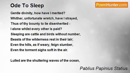 Pablius Papinius Statius - Ode To Sleep