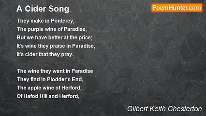 Gilbert Keith Chesterton - A Cider Song