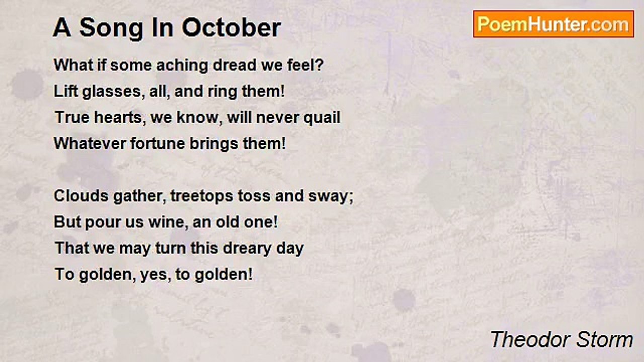 Theodor Storm - A Song In October