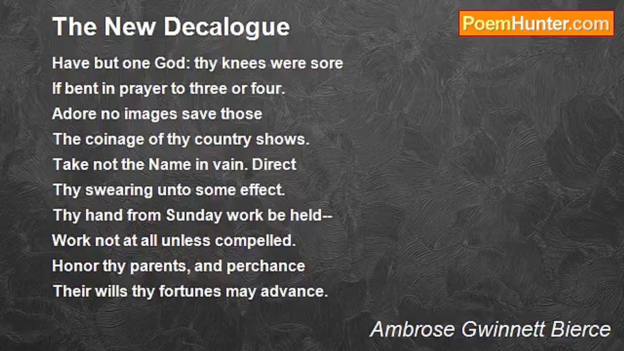 Ambrose Gwinnett Bierce - The New Decalogue