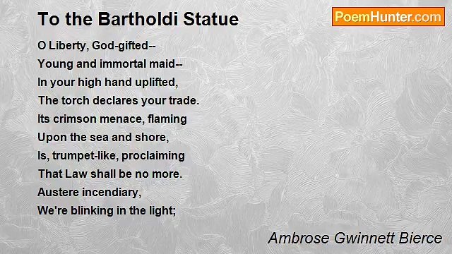 Ambrose Gwinnett Bierce - To the Bartholdi Statue