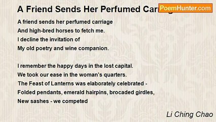 Li Ching Chao - A Friend Sends Her Perfumed Carriage