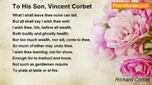 Richard Corbet - To His Son, Vincent Corbet