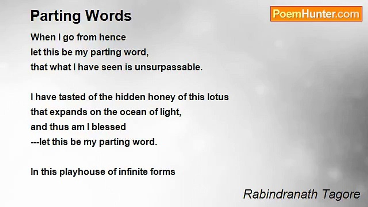 Rabindranath Tagore - Parting Words