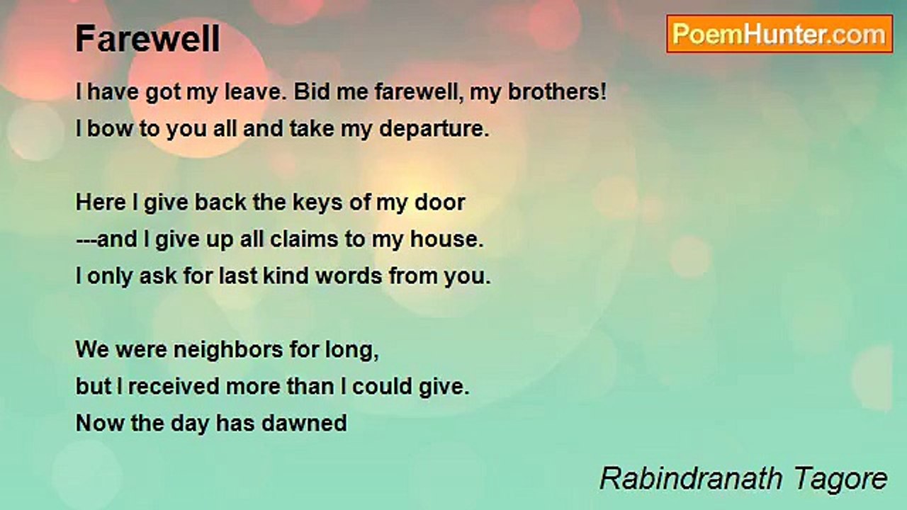 Rabindranath Tagore - Farewell