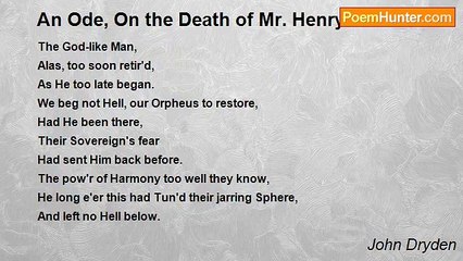 John Dryden - An Ode, On the Death of Mr. Henry Purcell