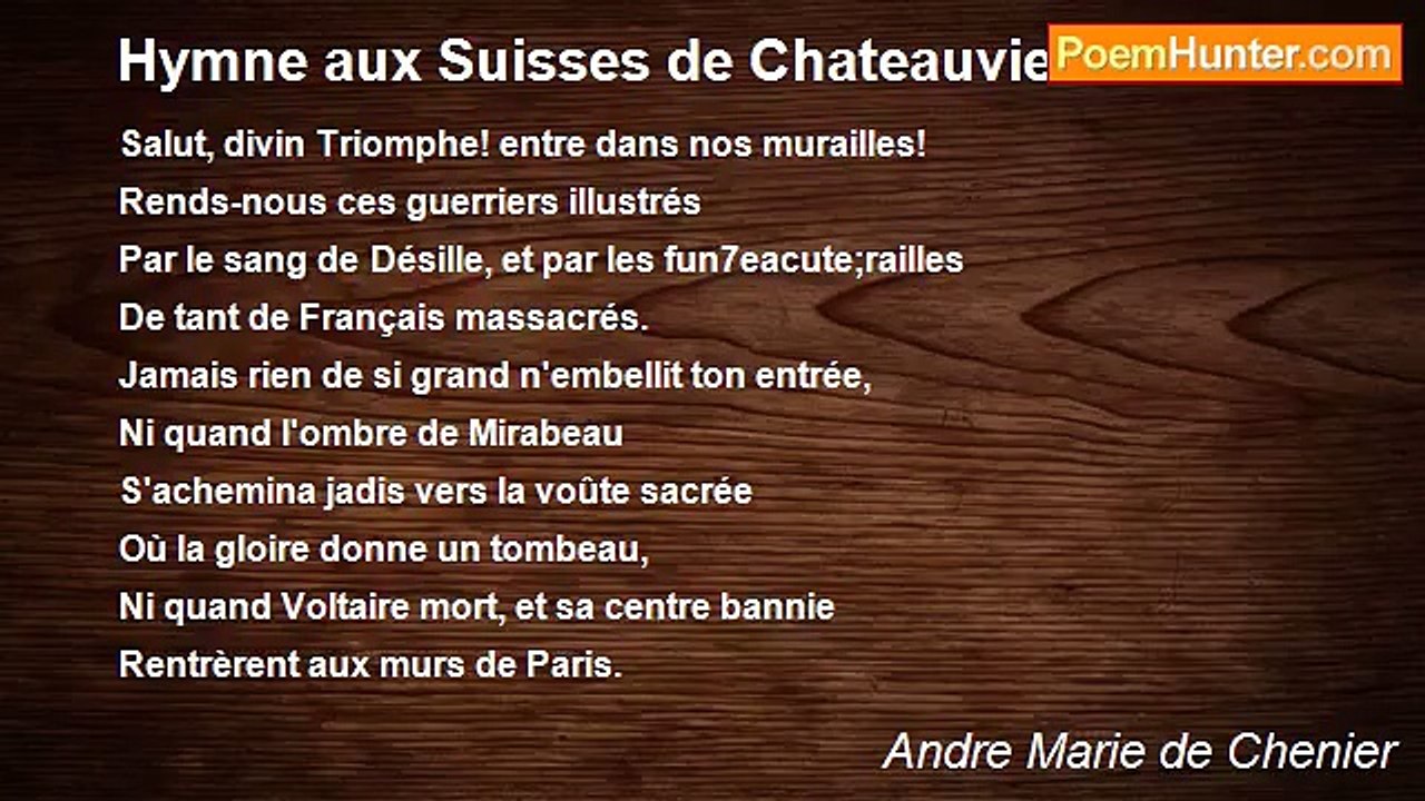 Andre Marie de Chenier - Hymne aux Suisses de Chateauvieux