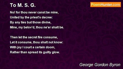 George Gordon Byron - To M. S. G.