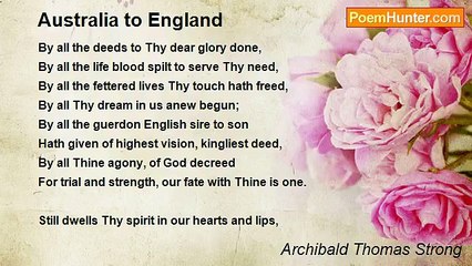 Archibald Thomas Strong - Australia to England