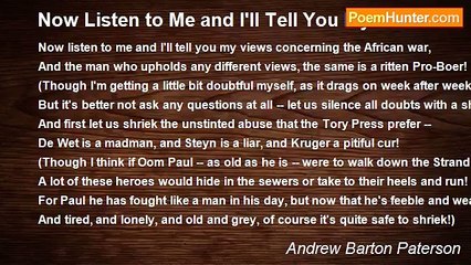 Andrew Barton Paterson - Now Listen to Me and I'll Tell You My Views