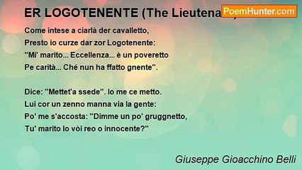 Giuseppe Gioacchino Belli - ER LOGOTENENTE (The Lieutenant)