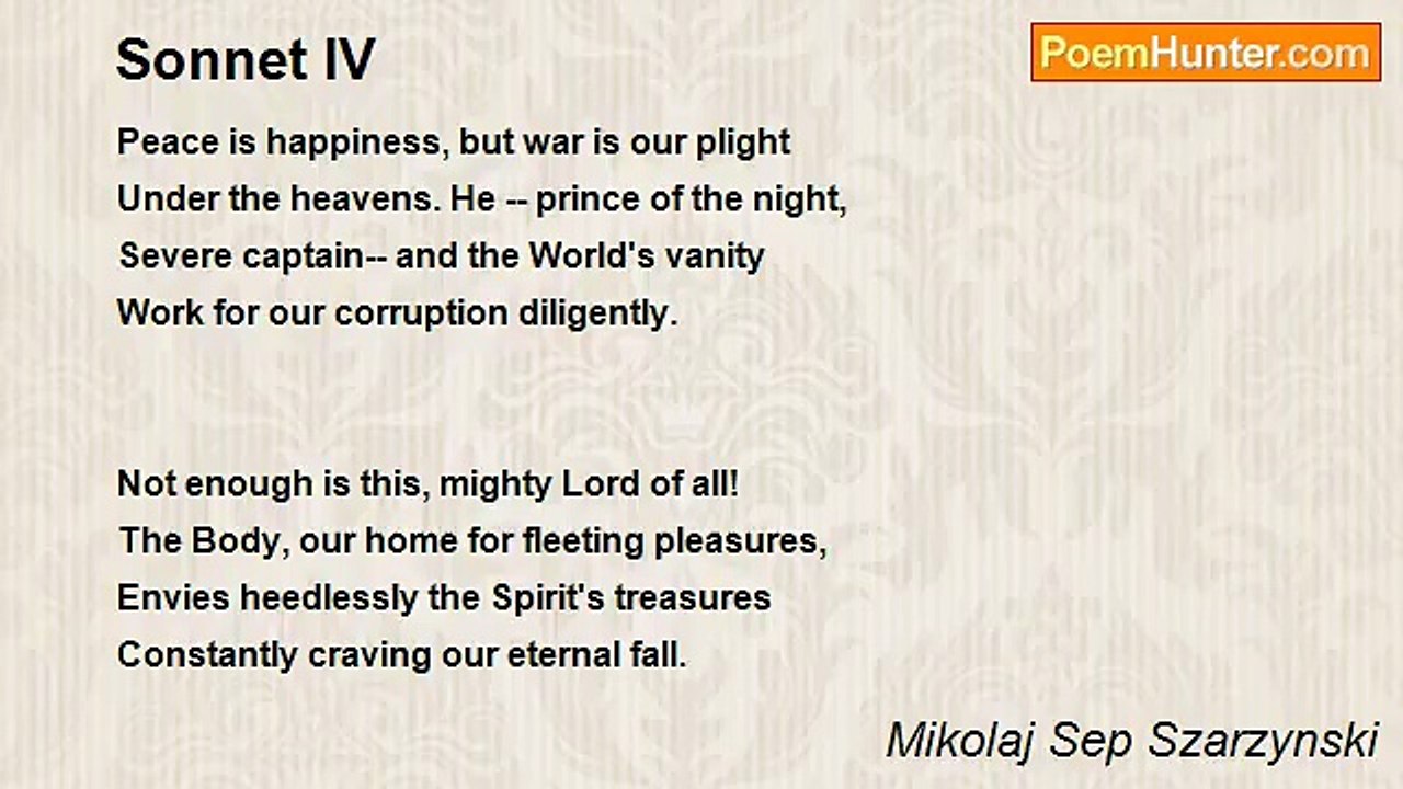 Mikolaj Sep Szarzynski - Sonnet IV