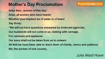 Julia Ward Howe - Mother's Day Proclamation