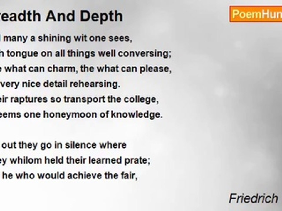 Friedrich Schiller - Breadth And Depth