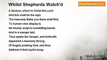 Nahum Tate - Whilst Shepherds Watch'd