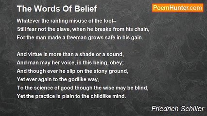 Friedrich Schiller - The Words Of Belief