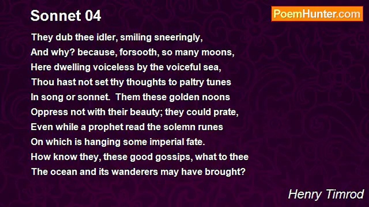Henry Timrod - Sonnet 04