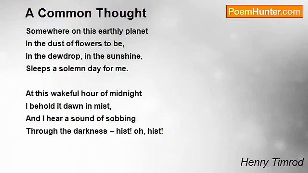 Henry Timrod - A Common Thought