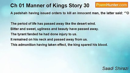 Saadi Shirazi - Ch 01 Manner of Kings Story 30