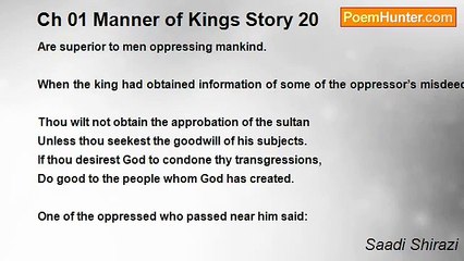 Saadi Shirazi - Ch 01 Manner of Kings Story 20