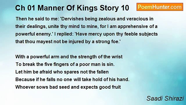 Saadi Shirazi - Ch 01 Manner Of Kings Story 10