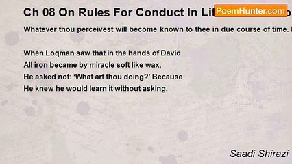 Saadi Shirazi - Ch 08 On Rules For Conduct In Life - Admonition 21