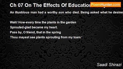 Saadi Shirazi - Ch 07 On The Effects Of Education Story 15