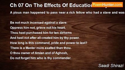 Saadi Shirazi - Ch 07 On The Effects Of Education Story 16