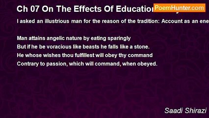 Saadi Shirazi - Ch 07 On The Effects Of Education Story 19