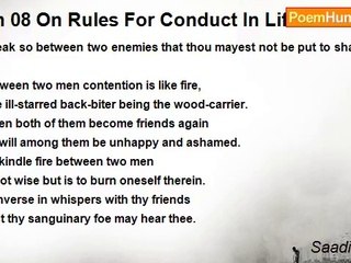 Saadi Shirazi - Ch 08 On Rules For Conduct In Life - Admonition 05