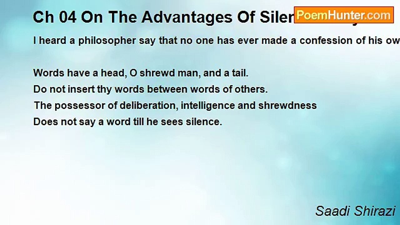 Saadi Shirazi - Ch 04 On The Advantages Of Silence Story 07