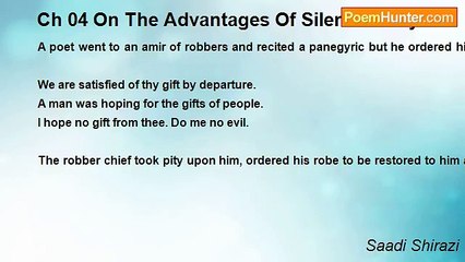 Saadi Shirazi - Ch 04 On The Advantages Of Silence Story 10