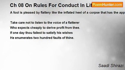 Saadi Shirazi - Ch 08 On Rules For Conduct In Life - Maxim 15