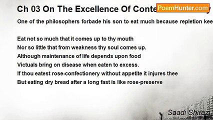 Saadi Shirazi - Ch 03 On The Excellence Of Contentment Story 08