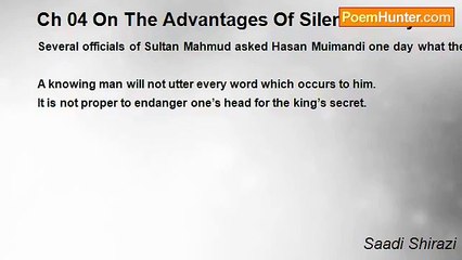 Saadi Shirazi - Ch 04 On The Advantages Of Silence Story 08