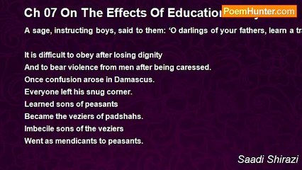 Saadi Shirazi - Ch 07 On The Effects Of Education Story 02