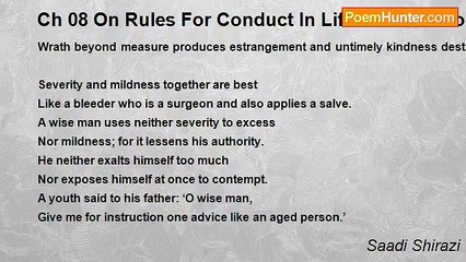 Saadi Shirazi - Ch 08 On Rules For Conduct In Life - Admonition 10