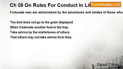 Saadi Shirazi - Ch 08 On Rules For Conduct In Life - Maxim 67